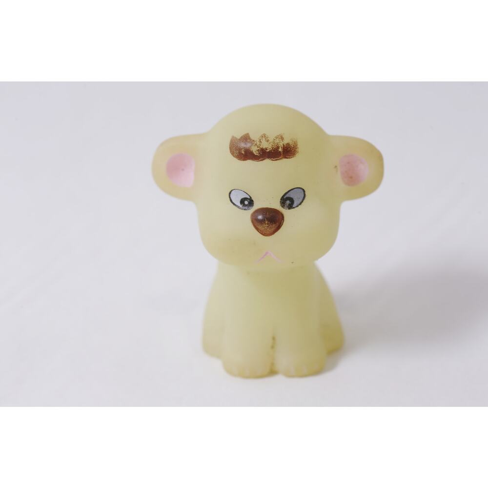 Vintage Soma Glo Friends Style Glow In The Dark Puppy Yellow Small Rubber Toy ~